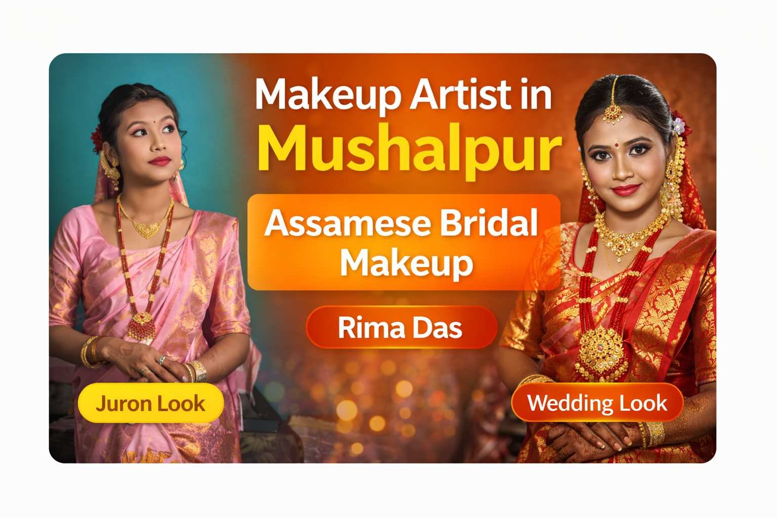 Assamese Bridal Makeup in Mushalpur – Rima Das Wedding & Juron Look by Sumi Deka